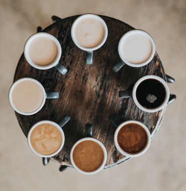 Cups of coffee in a circle